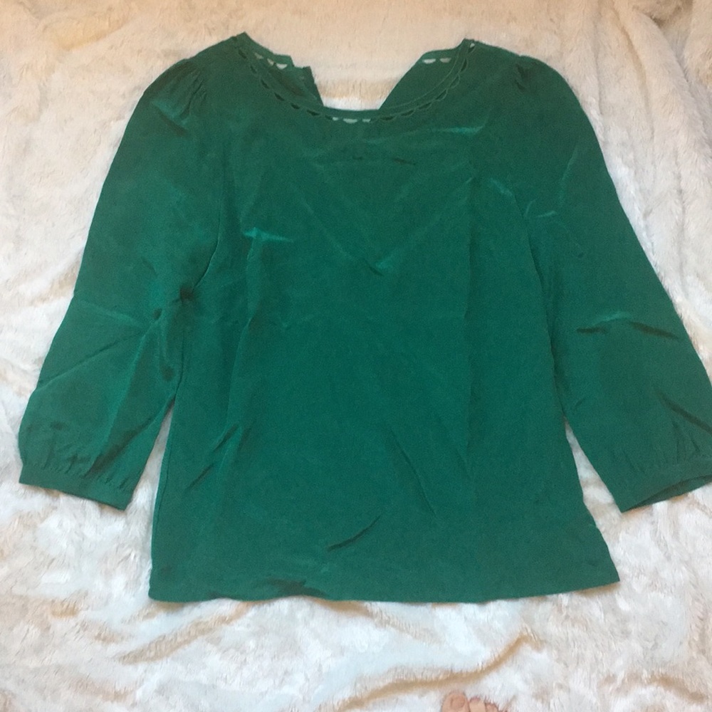 J. Crew green silk shirt